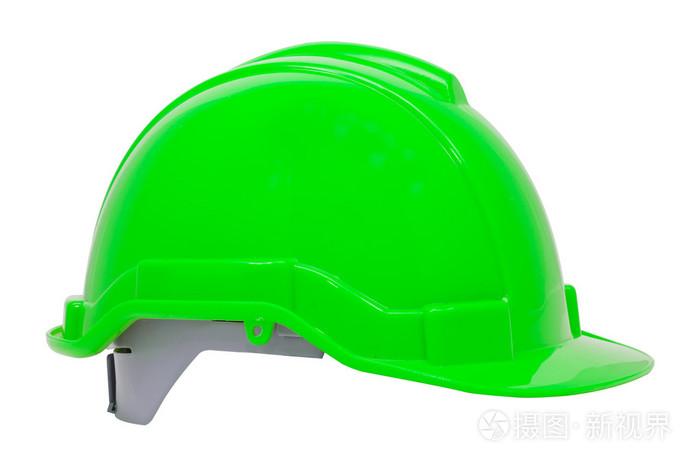 白色背景上的绿色安全头盔